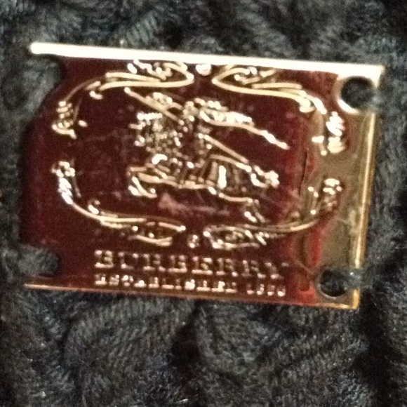 VTG Navy Burberry Unisex Cotton Crewneck Sweater Large - Picture 4 of 16